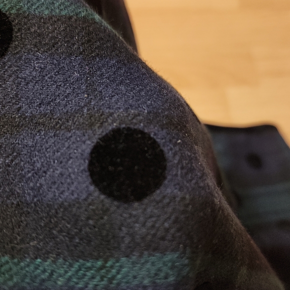 NWT Talbots Wool Tartan Plaid Black Velvet Dot A-Line Skirt Green Navy Size 2P - Picture 15 of 15